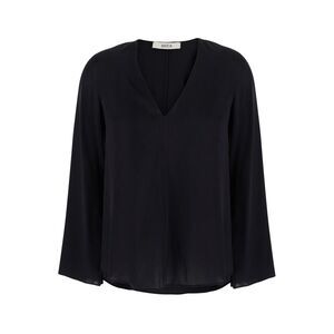 Jucca Women Black V-Neck Top In Silk For Women
